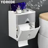Holders Yorede Doublelayer Tissue Box Paper Box Roll Paper Shaft Storage Rack for Toilet Waterproof Wall Organizer Bathroom Accessories