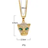 Collane con ciondolo New Fashion Hip Hop Mens placcato oro Bling Green Diamond Eyes Leopard Cuban Chain Collana Cartoon Animal Jewelry Dhbt2