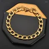 Ссылка браслетов мужской браслет бордюр кубинская цепь мужчина женщин Bangles Gold Silver Color 5 мм 11,5 мм ширина украшения 8,5 дюйма