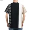 Summer Striped T-shirt Men Lose Patchwork Kolor Bawełniane okrągłe kołnierze czarno-białe w paski T-shirt Casual Men's L230520