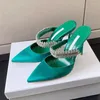 Sandalias con punta en pico para mujer, zapatos de mulas, primavera y otoño 2023, zapatillas planas de tacón alto, moda para banquete Baotou con diamantes de imitación