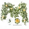 Decorative Flowers Artificial Eucalyptus Garland Decoration Silk Fake Rose Peony Vine Hanging Plant For Wedding Home Party Outdoor Decor