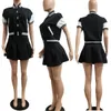 Two Piece Dress CMYAYA Baseball 2 Set for Women Summer Sport Tracksuit Letter B Short Sleeve Top Pleated Mini Skirt Matching 230607