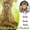 Garden Decorations Fairy House Tree Hanging Sculpture Window Fairy Ladder Harts Staty Figur Outdoor Ornament for Home Garden Yard Art Decor 230606