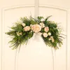 Dekorativa blommor konstgjorda bågar Silk Rose Wreath Wall Door Lintel Flower Trim Garland Hängande bröllop Bakgrund Hem Juldekor