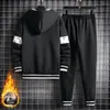 Herrspårar män spårdräkt höst vinter mode kläder hip hop 2 bit set hoodie and pants white streetwear 2023