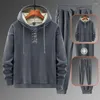 Agasalhos masculinos de lã polar, calças masculinas, outono inverno, com capuz, solto, mais, veludo, engrossado, moda casual, roupas masculinas quentes