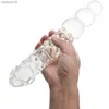 Juguetes sexuales para adultos Cristal transparente grande Immitate Glass Pene Dilddo con 3 cuentas grandes Masturbación femenina G-spot Anal Plug L230518