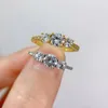 Anéis Cluster 5mm Full Moissanite Para Mulheres S925 Prata Corte Redondo Enternity Diamante Alianças de Casamento Anel de Luxo Joias Banhadas a Ouro 18K