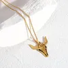 Chains Greatera Stainless Steel Bull Head Skull Pendant Choker Necklaces For Women Men Gold Plated Metal Chain Necklace Jewelry 2023