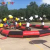 Navio gratuito atividades ao ar livre 15x8m azul branco gigante inflável gokart pista de corrida esporte jogo brinquedos para venda/estimulando carro de corrida inflável pista de autódromo