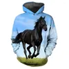 Felpe con cappuccio da uomo 3d Print Animal Rrun Quickly Horse Felpe Ragazzi Ragazze Unisex con cappuccio Moda per bambini Cappotto con cappuccio a maniche lunghe