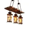 Pingente de madeira para barco retrô industrial 110 V 220 V 3 cabeças lustre vintage luminária para iluminação de café bar
