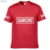 Summer Mens T-Shirt Sons of Anarchy Print Samcro Cotton Disual Short Sleeve Man Fashion Harajuku عالية الجودة للجنسين T.