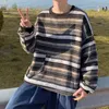 Men's Hoodies Men's Casual Sweatshirt Trendy Soft Pocket Ethnic Style Striped Print Male Loose Top For Dating Autumn