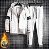 Herrspårar män spårdräkt höst vinter mode kläder hip hop 2 bit set hoodie and pants white streetwear 2023