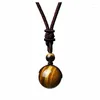 Pendant Necklaces Natural Gems Tiger's Eye Stone Amethyst Round Bead Necklace For Women And Men Healing Energy Lucky Jewelry Gifts