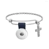 Bangle 2023 CROSS roestvrij staal leer 18 mm drukknoop DIY sieraden FM3101