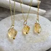 Kolye Kolye NM42519 Dainty Citrine Kristalleri İyileştirici Taşlar Serbest Form Noktası Katman Altın Zincir Kolye Kasım Doğum Taşı