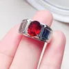 Cluster Rings Men Ring Natural Real Red Garnet 925 Sterling Silver 6 8mm 1.5ct Gemstone Fine Jewelry For Or Women X225266