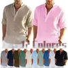 Mens Casual Shirts Linen Long Sleeve TShirt Solid Color Loose Shirt Cotton 230607