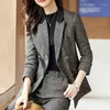 Женские брюки с двумя частями высококачественной весной осенней мода Женский блейзер женские деловые костюмы брюки и куртки Устанавливает офисные дамы работы