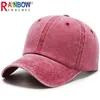 Rainbowtouches вымыта весенняя летняя кепка украсить бейсбольную шляпу моду Men Colors Baseball Outdoor Simple Vintag Casual Women Hat L230523