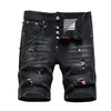 Herren Jeans Männer Schwarz Denim Shorts Sommer Löcher Hohe Qualität Männlich Stretch Fit Ripped Dsq Größe 44 230606