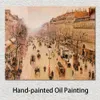 Paesaggio impressionista dipinto a mano su tela Boulevard Montmartre Morning Camille Pissarro Dipinto Modern Restaurant Decor