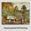 Hoge kwaliteit handgemaakte Camille Pissarro olieverfschilderij de vijver in Montfoucault landschap canvas kunst mooie muur decor