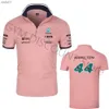 2023 포뮬러 원 경주자 번호 44 Lewis Hamilton F1 레이싱 팬 짧은 슬리브 팀 남자/여자 폴로 셔츠 대형 티셔츠 L230520 EIWC