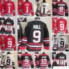 Chicago''Blackhawks''Film CCM Vintage Hockey sur glace 9 Maillots Bobby Hull cousus 1 Glenn Hall 10 Patrick Sharp 8 Bill Mosienko 38 Ryan Hartman 6 Jersey