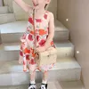 Mädchen Kleider Mädchen Sommer Sling Kleid Oberbekleidung Kinder Kleidung Nette Tasche Baby Kinder Kleidung Floral Vestidos Urlaub Strand