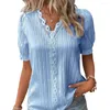 Frauenblusen Schöne Frauen Sommer Top Kurzschlärm Lose mittelgroße Spitze Dekor Lady Bluse Weiches Kleid