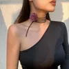 Choker ALLYES Romantische Stoff Rose Blume Halskette Für Frauen Elegante Punk Seil Kette Halsketten Party Schmuck Mädchen Geschenke