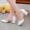 Escarpins de luxe femmes mariage mariée printemps été femmes chaussures peu profondes Baotou sandales rugueuses avec 6cm talons hauts épais talon moyen