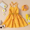 Girl's Dresses Elegant Little Girl Summer Dress V Neck Sleeveless Elastic Waist Multi Layer Dot with Wasitbelt Headband 1-6T R230607