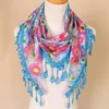 Sjaals elegante dames driehoek sjaal mode kanten bloemen zomers strand kwast chiffon zijden wrap sjaal nek
