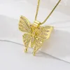 Pendant Necklaces Luxury Elegant European And American Shiny Zircon Butterfly Necklace For Women Girl Fashion Trendy Jewelry Wholesale