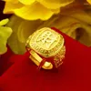 Cluster Rings Classic Men's Dominant Ring Color 24K Gold Opening Big Birthday Wedding Anniversary Fine Jewelry Gifts