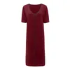 Casual Dresses Loose Sleep LoungeWear Nightgown V-Neck Nightshirts Long Dress Womens Short A Line For Women