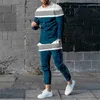 Man Joggingpak 3D Gedrukt Patchwork Lange Mouw T-shirt Broek 2 Pice Set Streetwear Casual Trainingspak Mannelijke Oversized Jogging l230520