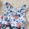 Abiti da ragazza Summer Girls Abbigliamento per bambini New Spring Girl Collar Floral Waist Vest Princess Dress Fashion Kids Outfit R230607