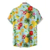 Men's Casual Shirts 2023 Summer Youth Men's Top Hawaiian Style Floral Lapel Fashion Pineapple Print Short-sleeved Shirt