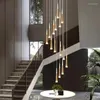 Pendelleuchten, LED-Kronleuchter, Beleuchtung, Treppenhaus, lange Lampe, Duplex-Gebäude, Villa, Gold/Schwarz/Kaffee/Silber, verstellbare Hängeleuchte für den Dachboden