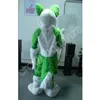 Halloween Green Long Fur Fox Husky Dog Mascot Costume Dress Adult Unisex Large-scale Event Play Costume