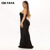 기본 캐주얼 드레스 CMYAYA 여자 1 개의 어깨 왜곡 목이 높은 허리 바닥 길이 Maxi Long Mermaid Dress 섹시 파티 약속 균일 한 드레스 230606