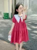 Flickas klänningar barn sommar för flickor söt röd casual prinsess klänning barn flicka kläder 6-15 år