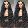 Pelucas HD Deep Wave 13x4 Lace Frontal Wig 250% Brazilian Curly 360 Full Lace Front Wigs for Women Heat Resistant Hair Black Synthetic Wig