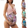 Maternity Swimwears One Piece Halter Swimsuit For Maternity Women Pregnancy Floral Print Swimwear Bathing Suits Brazilian Swimming Suits Monokini T230607